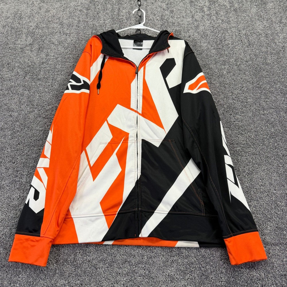 FXR Full Zip Hoodie Mens 3XL Orange Black Graphic Moto